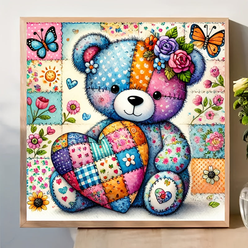 可爱小熊拼布钻石画套装 20x20cm