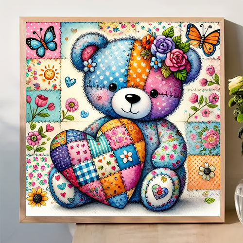 可爱小熊拼布钻石画套装 20x20cm
