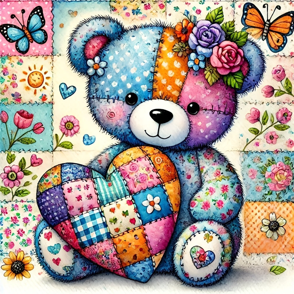 可爱小熊拼布钻石画套装 20x20cm
